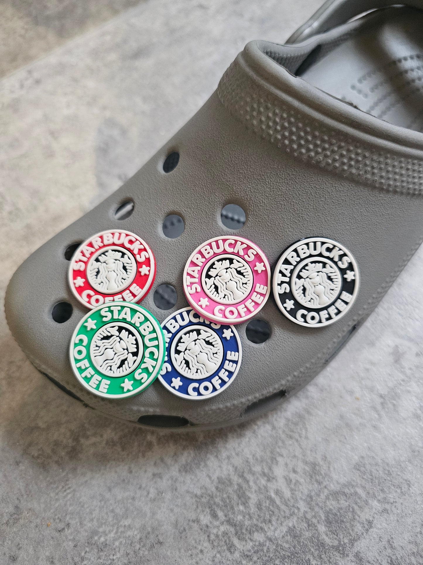 Coffee circle shoe charms
