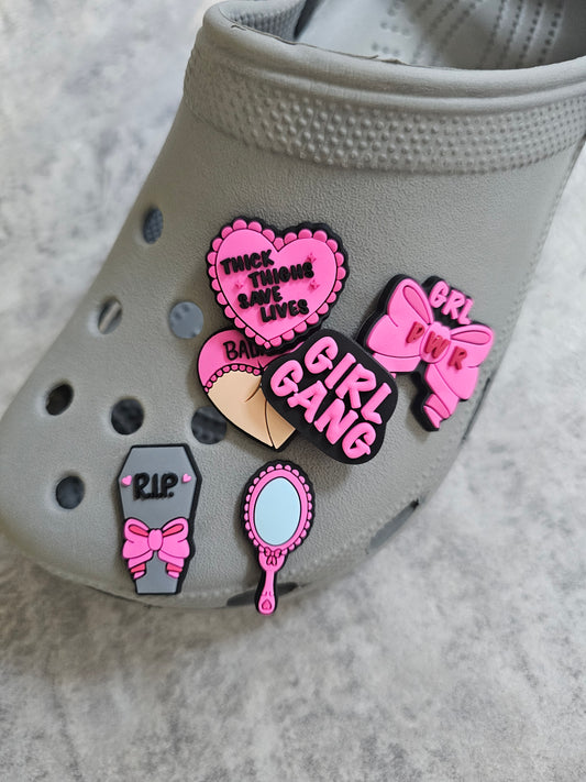 Boss girl shoe charms, girl gang, girl power, pink accessories